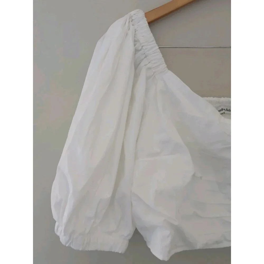 Abercrombie & Fitch Smocked Puff Sleeve Crop Top